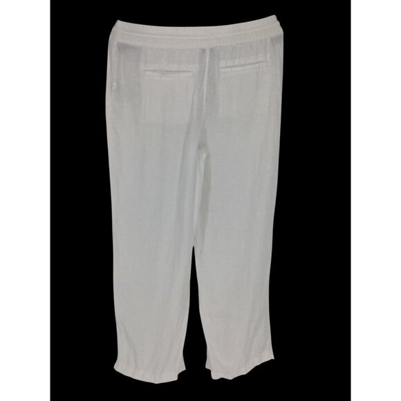 Athleta Cabo Linen Wide Leg Pant Calla Lily White Size 6 With Elastic Waist - Picture 6 of 10